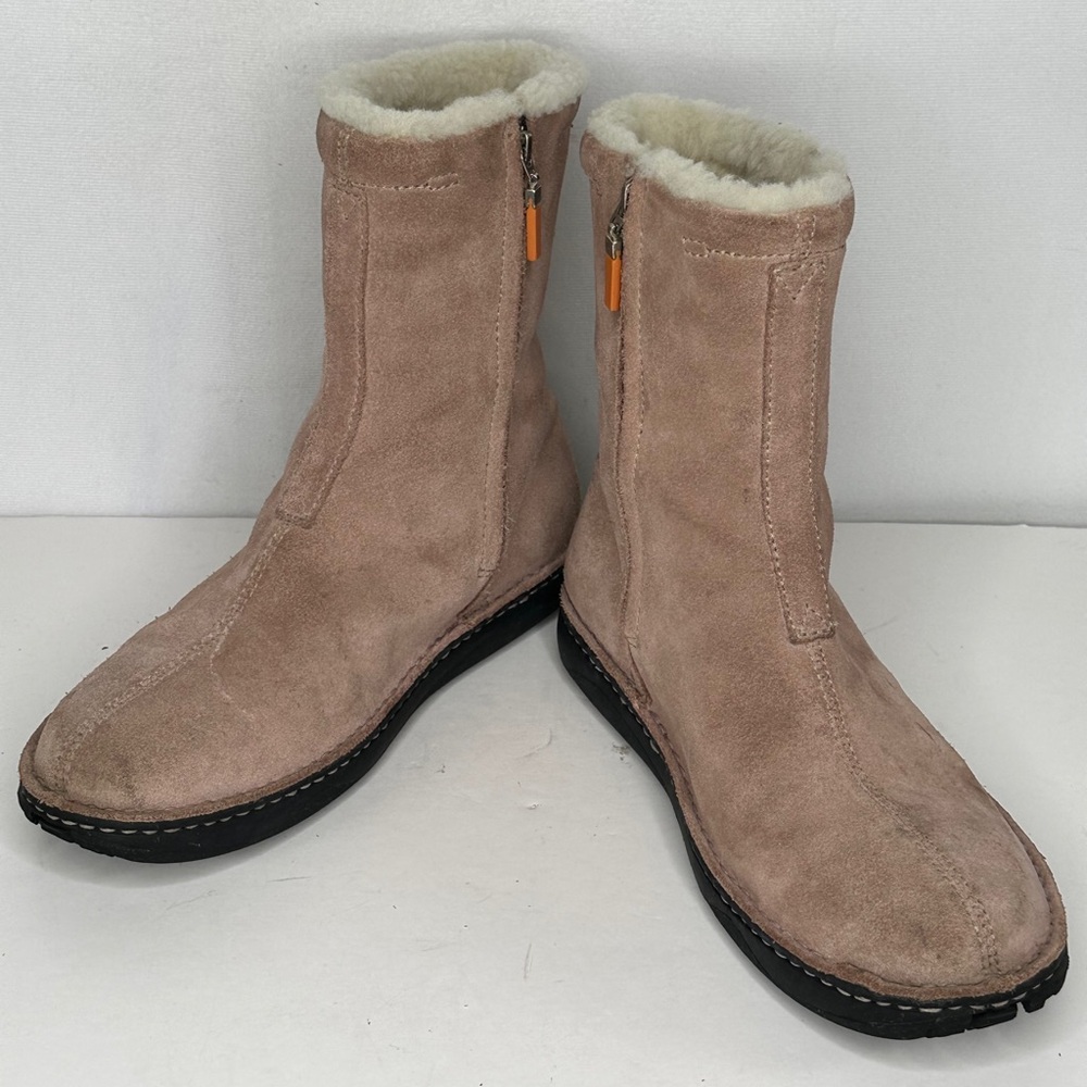 Polo Sport Ralph Lauren Dusty Pink Boots Sued Sherpa Lining Mid Calf Sz 8
